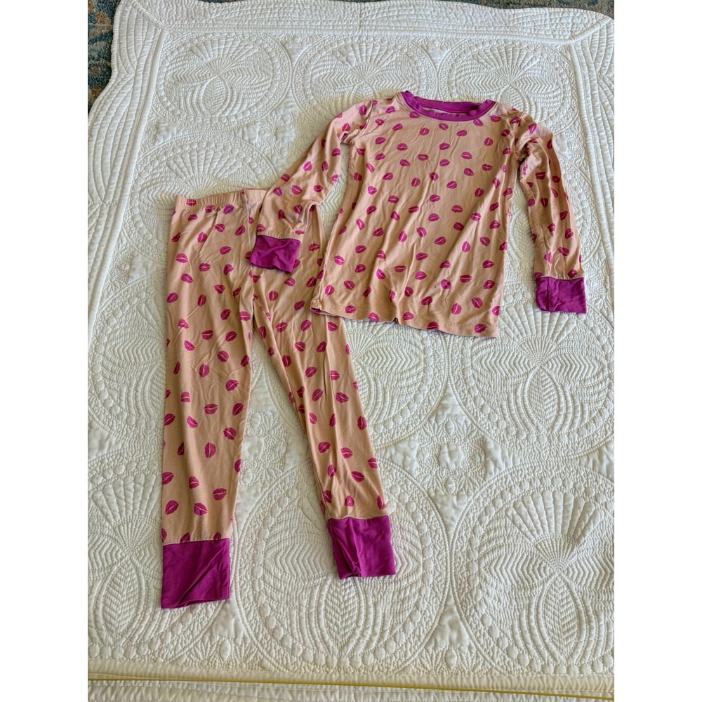 In My Jammers Girls Bamboo Pajamas Set Long Sleeve Kisses Size 4T - Picture 2 of 8